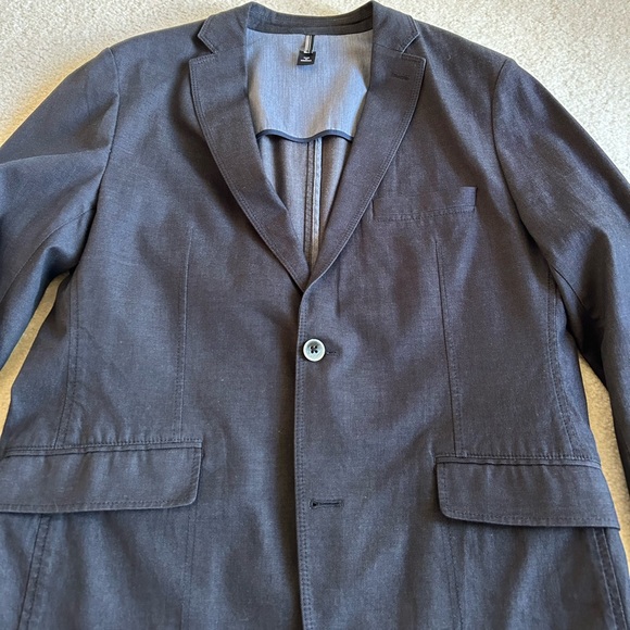 Boss Hugo Boss Unstructured Slim Fit Dark Gray 44R Sports Coat - Picture 3 of 12